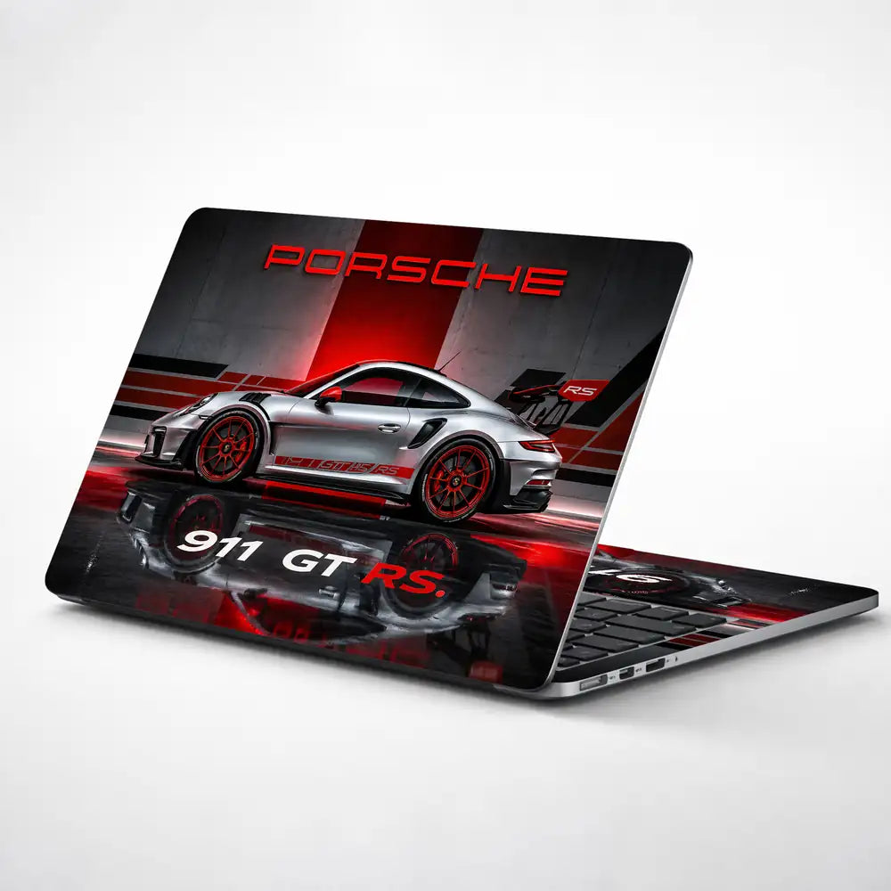 Porsche 911 GT RS Silver Studio Laptop Skin - View 1