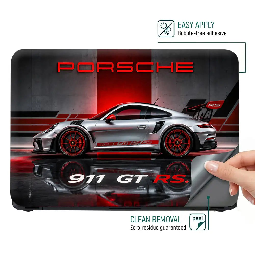 Porsche 911 GT RS Silver Studio Laptop Skin - View 4