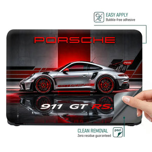 Porsche 911 GT RS Silver Studio Laptop Skin - View 4