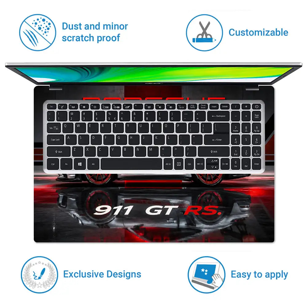 Porsche 911 GT RS Silver Studio Laptop Skin - View 5