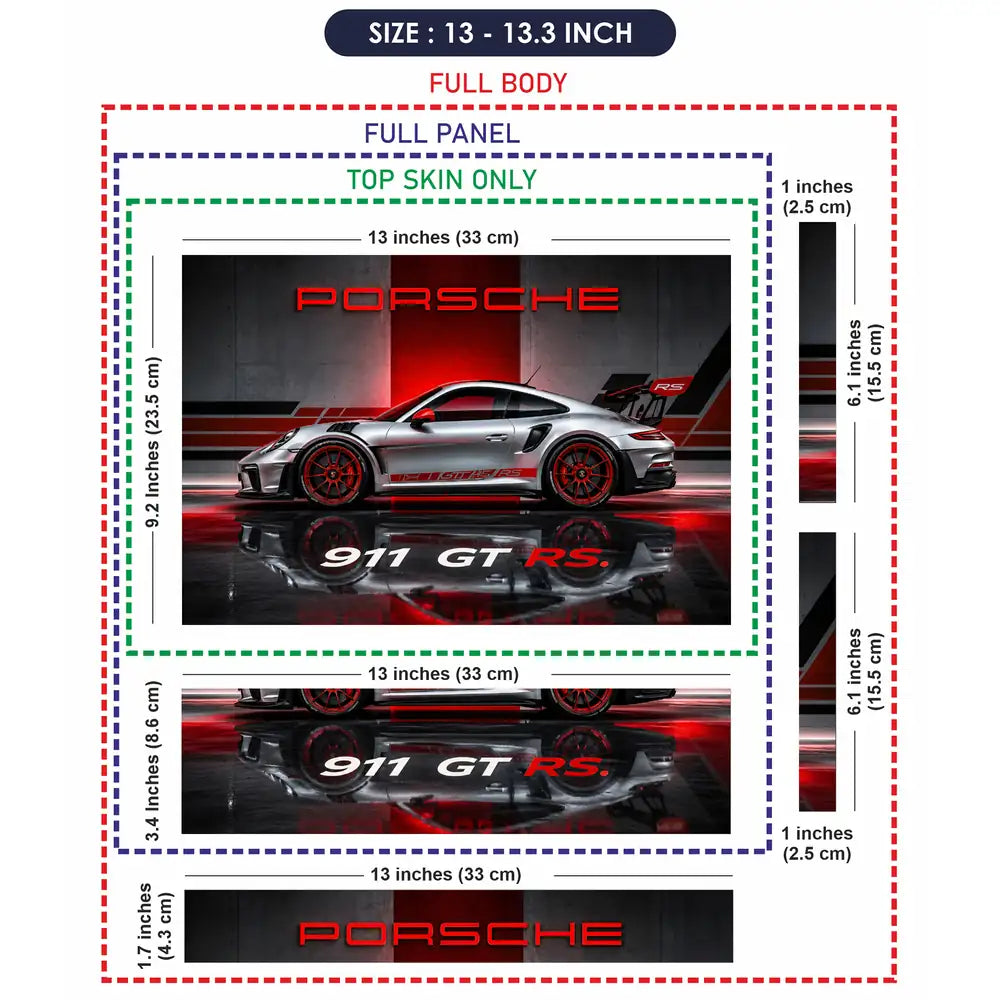Porsche 911 GT RS Silver Studio Laptop Skin - View 6