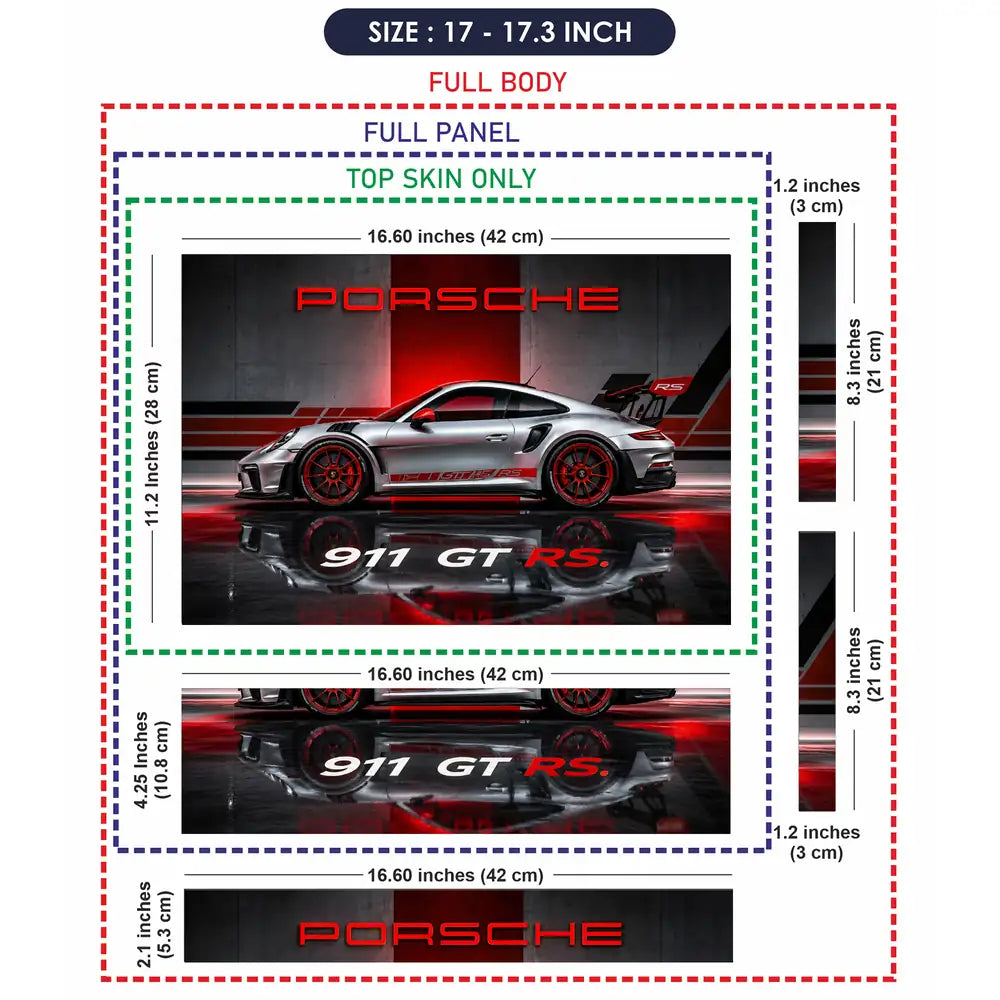 Porsche 911 GT RS Silver Studio Laptop Skin - View 9