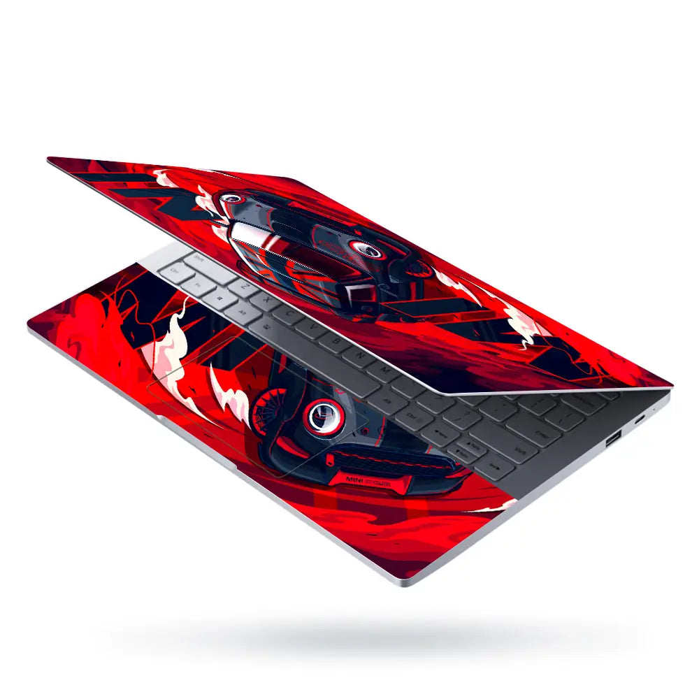 Porsche 911 GT3 RedBlack Flames Laptop Skin - View 3