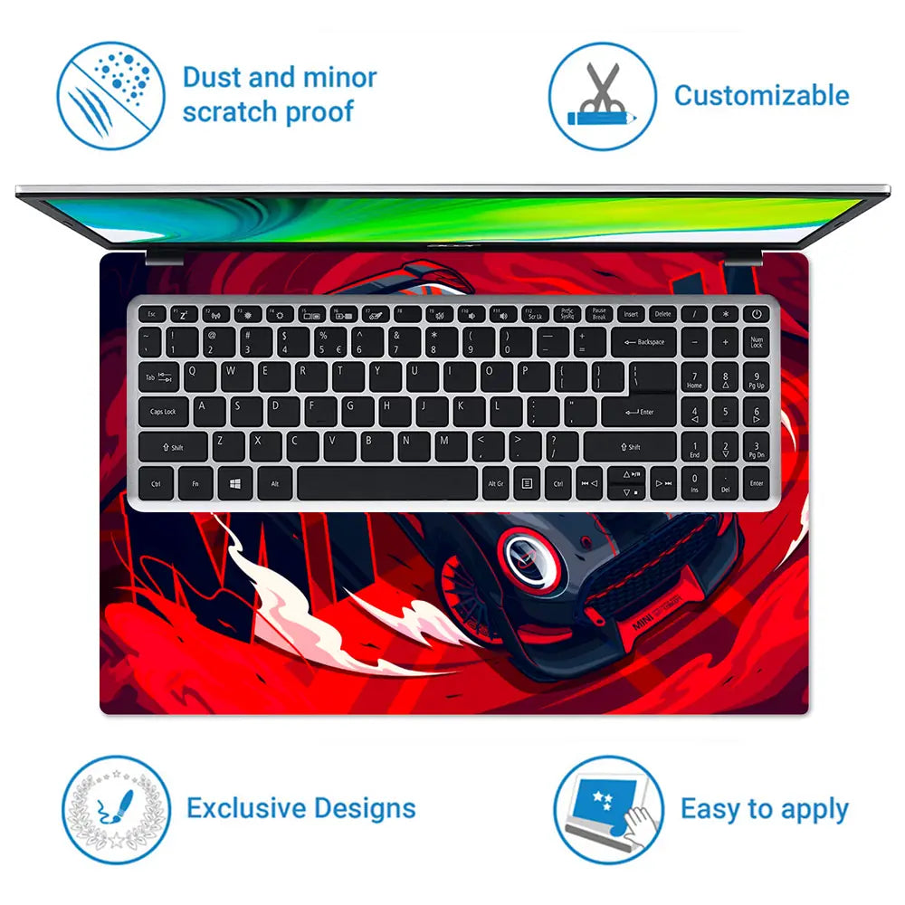 Porsche 911 GT3 RedBlack Flames Laptop Skin - View 5