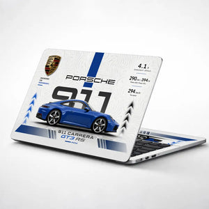 Porsche 911 GT3 RS Blue Minimal Laptop Skin - View 1