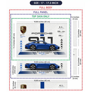 Porsche 911 GT3 RS Blue Minimal Laptop Skin - View 9