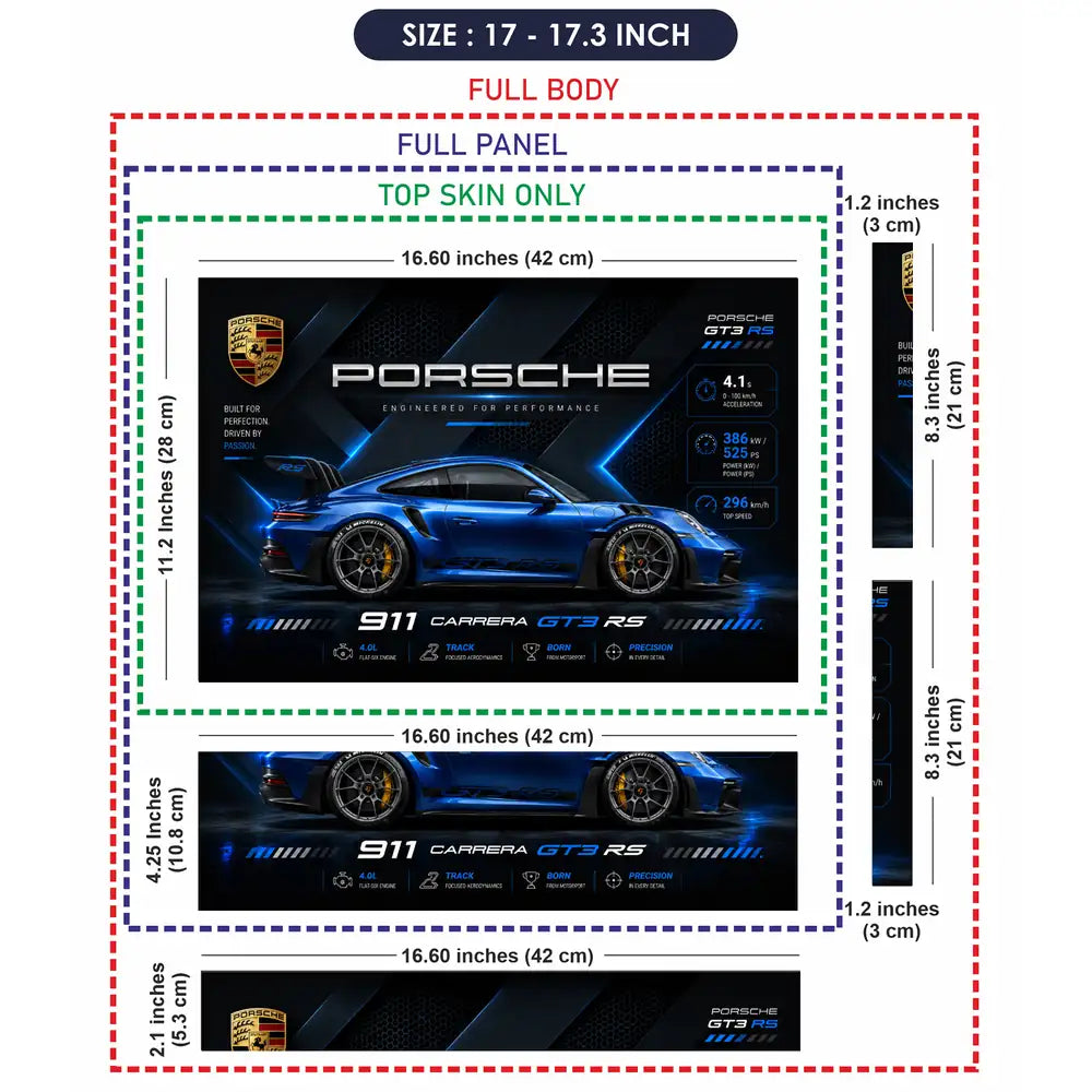 Porsche 911 GT3 RS Blue Tech Laptop Skin - View 9