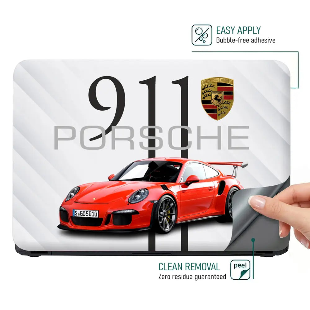 Porsche 911 Red Convertible Laptop Skin - View 4