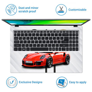 Porsche 911 Red Convertible Laptop Skin - View 5