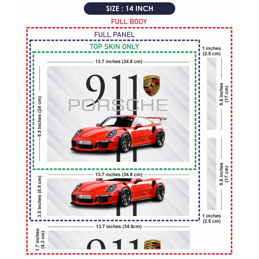 Porsche 911 Red Convertible Laptop Skin - View 7