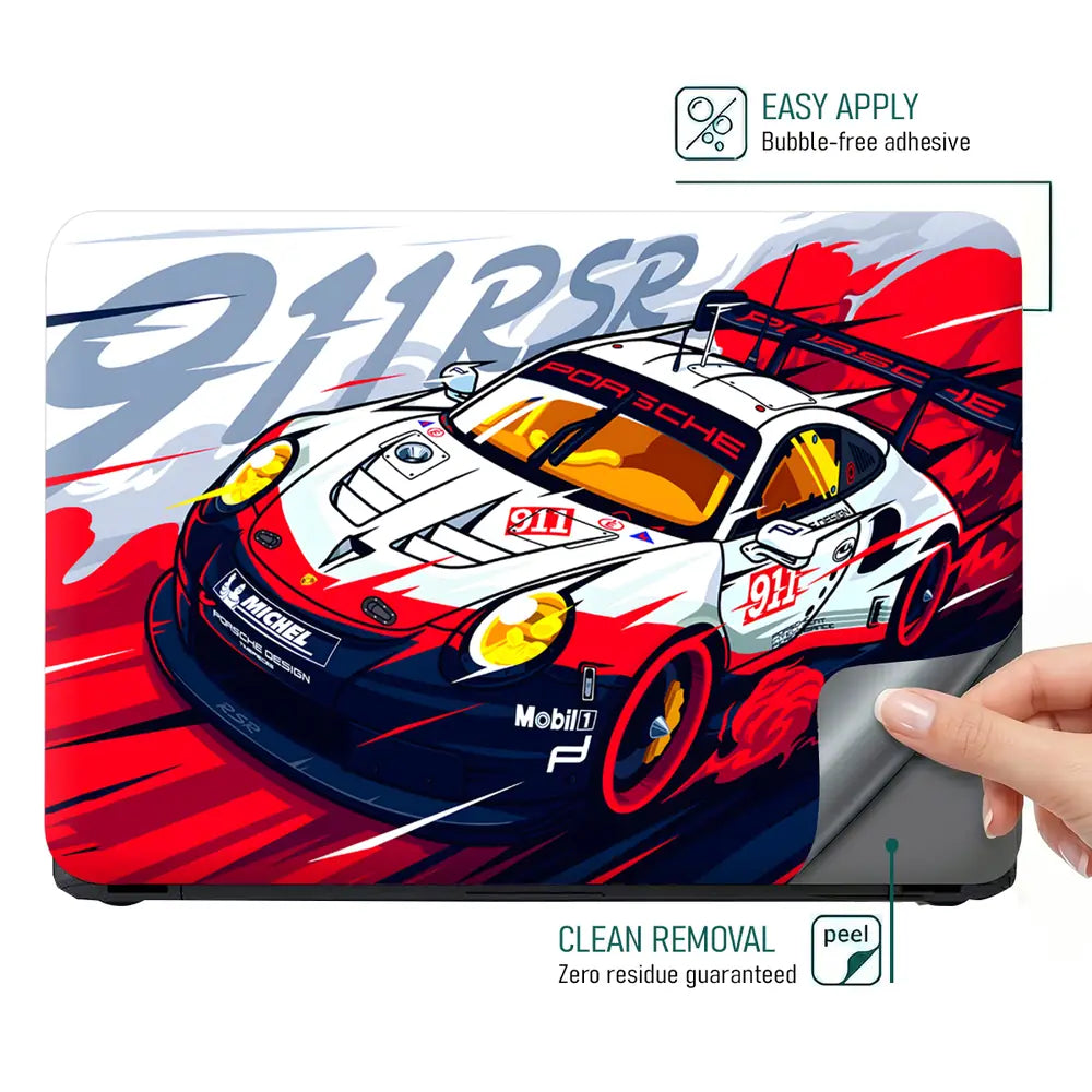 Porsche 911 RSR Racing Laptop Skin - View 4