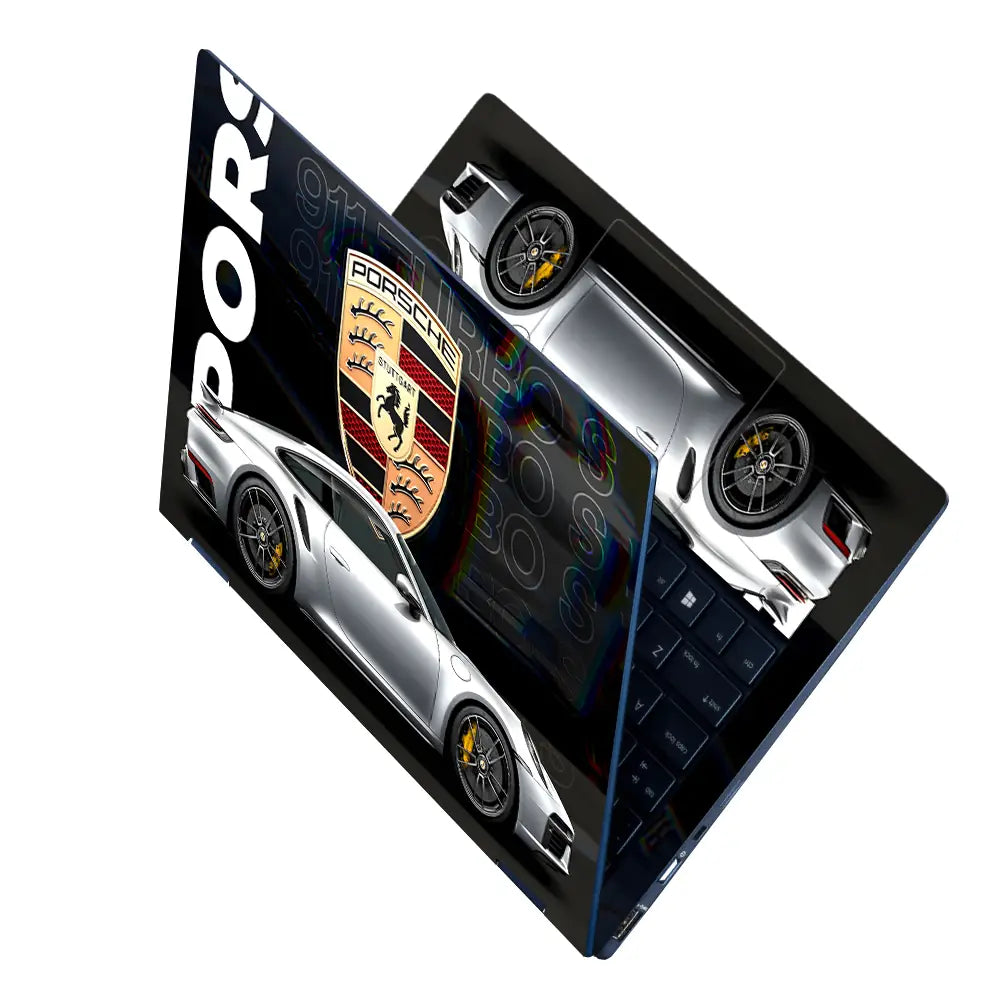 Porsche 911 Silver SideView Laptop Skin - View 2