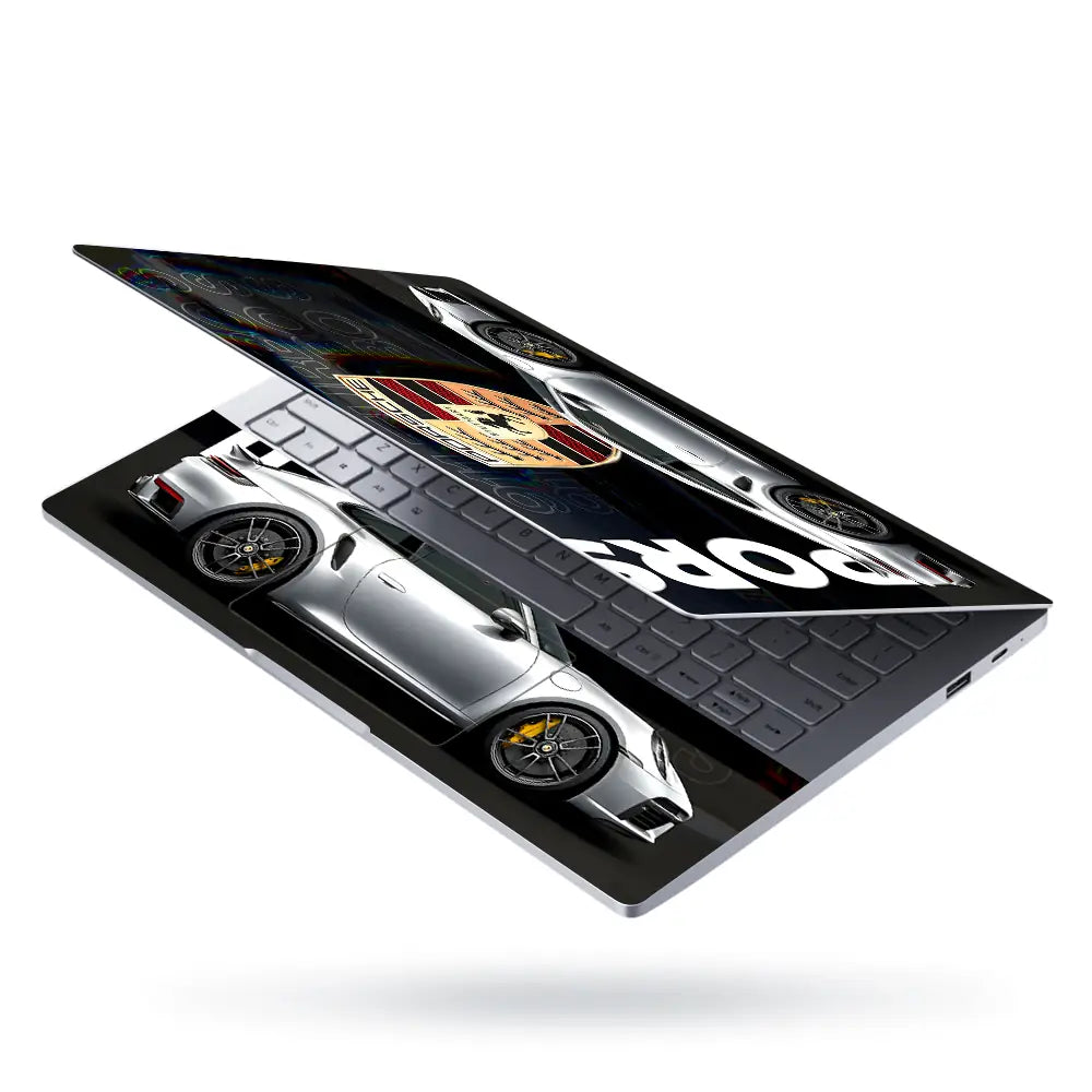 Porsche 911 Silver SideView Laptop Skin - View 3