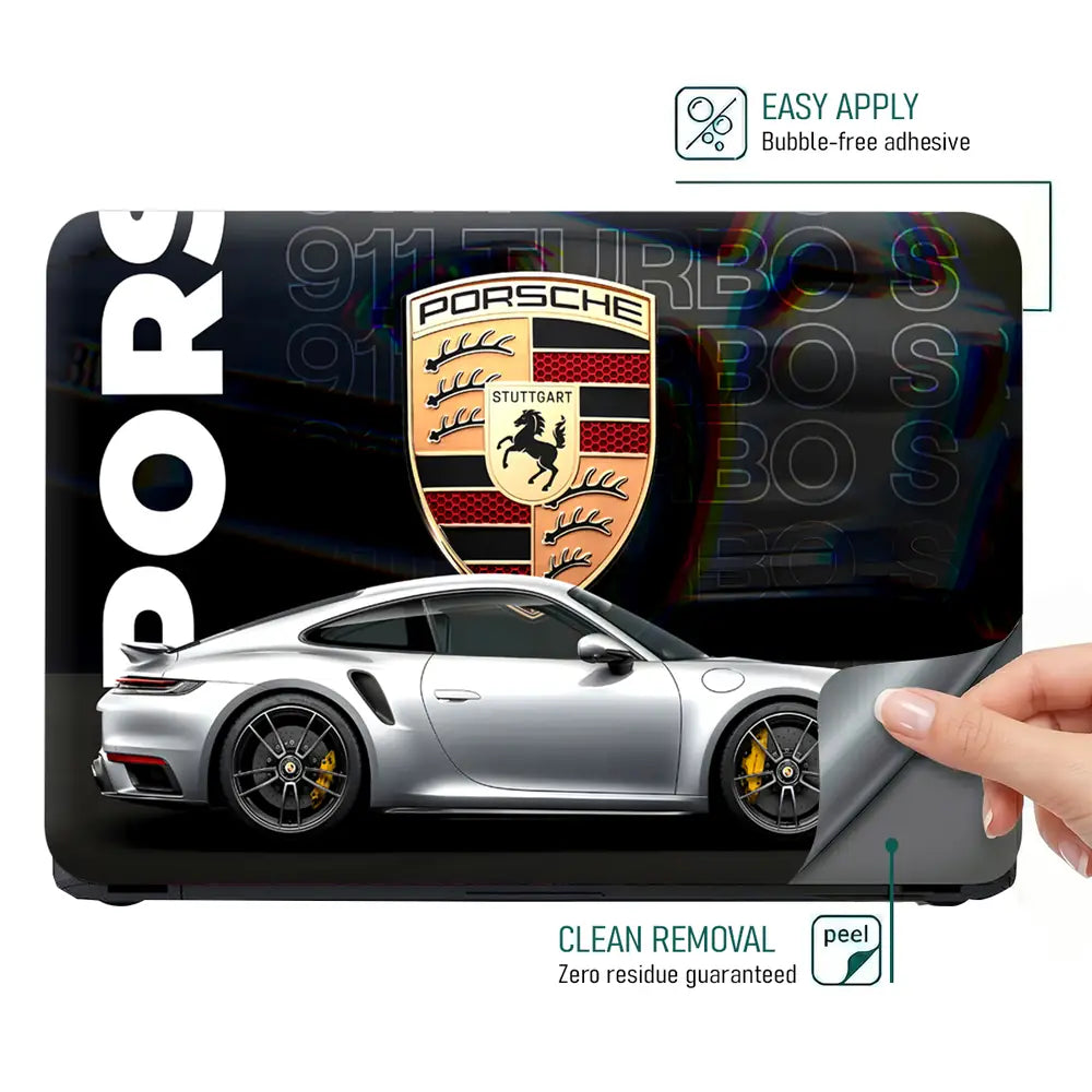 Porsche 911 Silver SideView Laptop Skin - View 4
