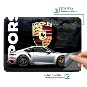 Porsche 911 Silver SideView Laptop Skin - View 4
