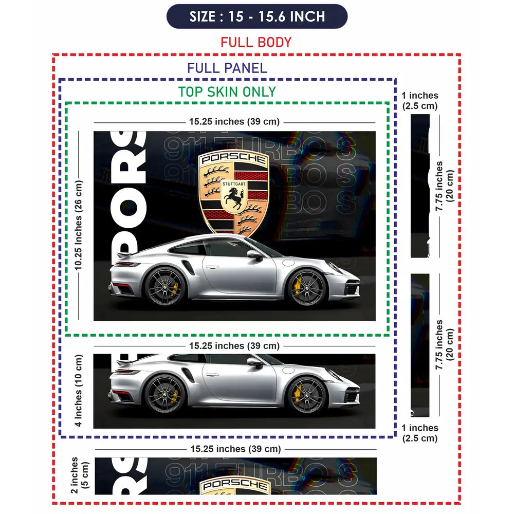Porsche 911 Silver SideView Laptop Skin - View 8