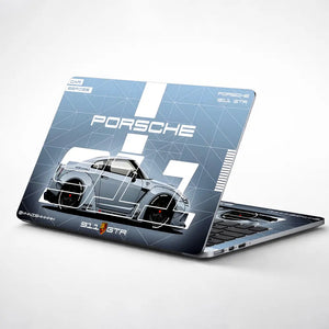 Porsche 911 Technical Blueprint Laptop Skin - View 1