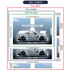 Porsche 911 Technical Blueprint Laptop Skin - View 7