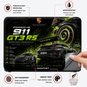 Porsche GT3RS Manthey Green Black Laptop Skin - View 4