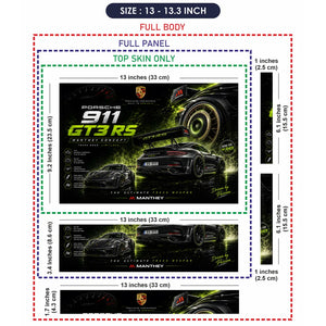 Porsche GT3RS Manthey Green Black Laptop Skin - View 6