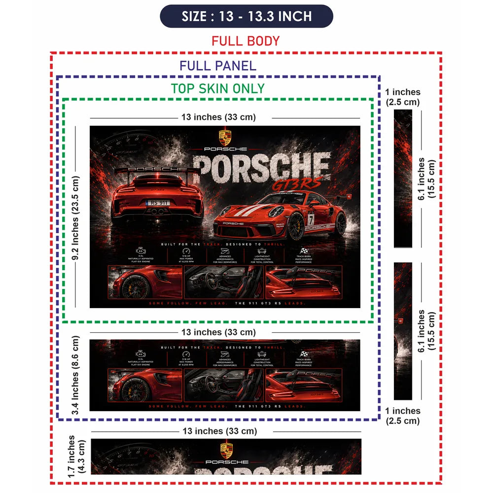 Porsche GT3RS Red Track Weapon Laptop Skin - View 6