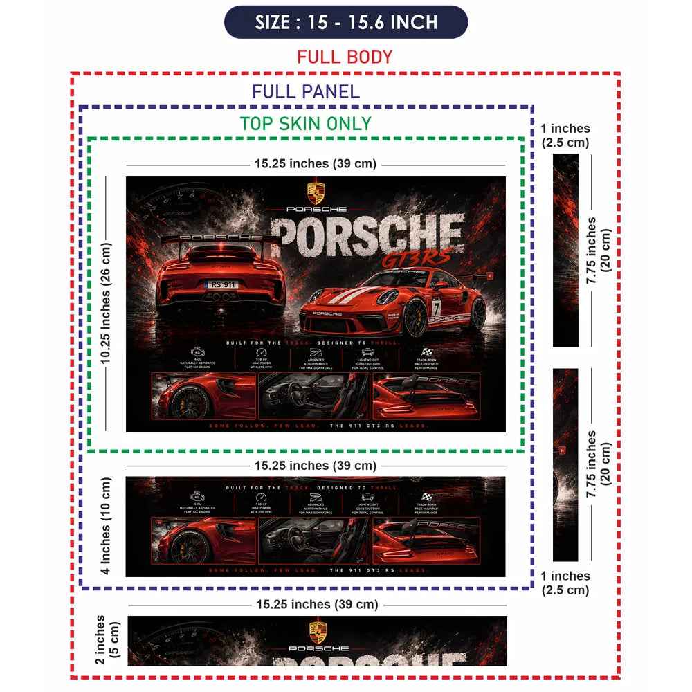 Porsche GT3RS Red Track Weapon Laptop Skin - View 8