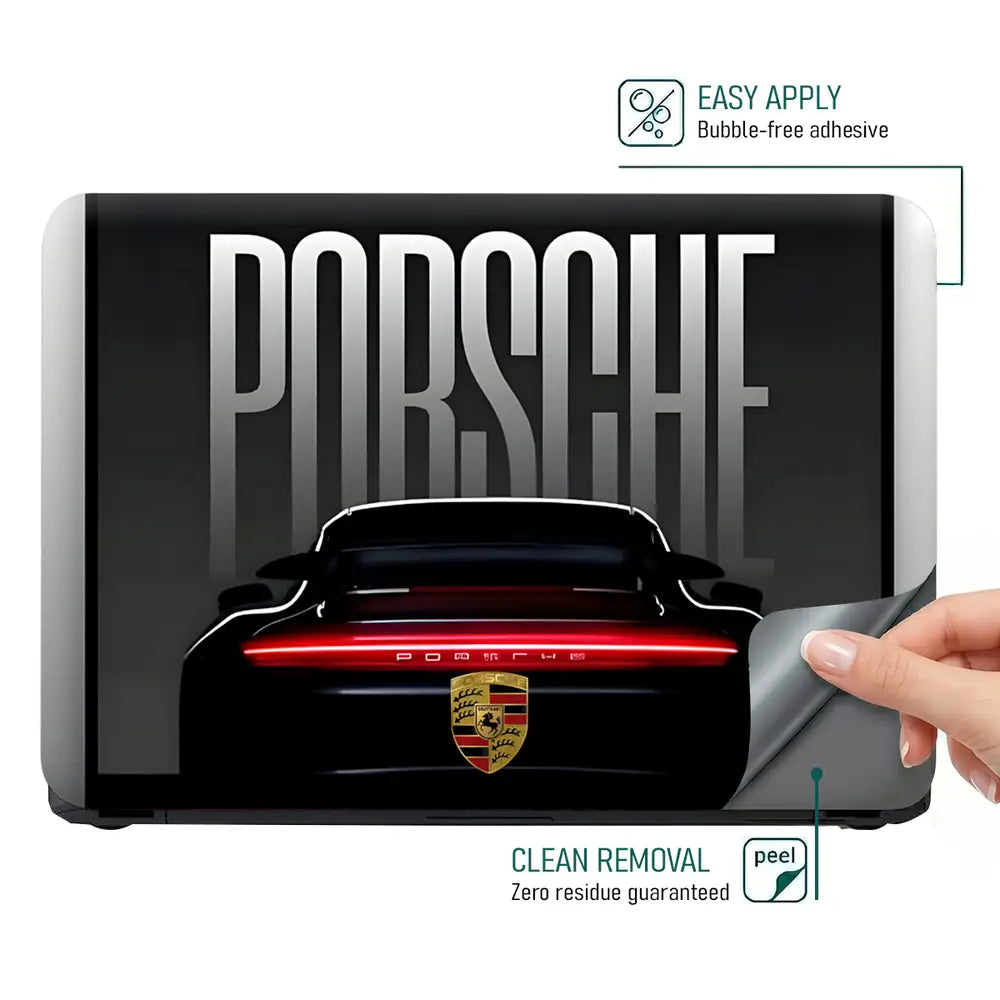 Porsche Logo Back View Laptop Skin - View 4