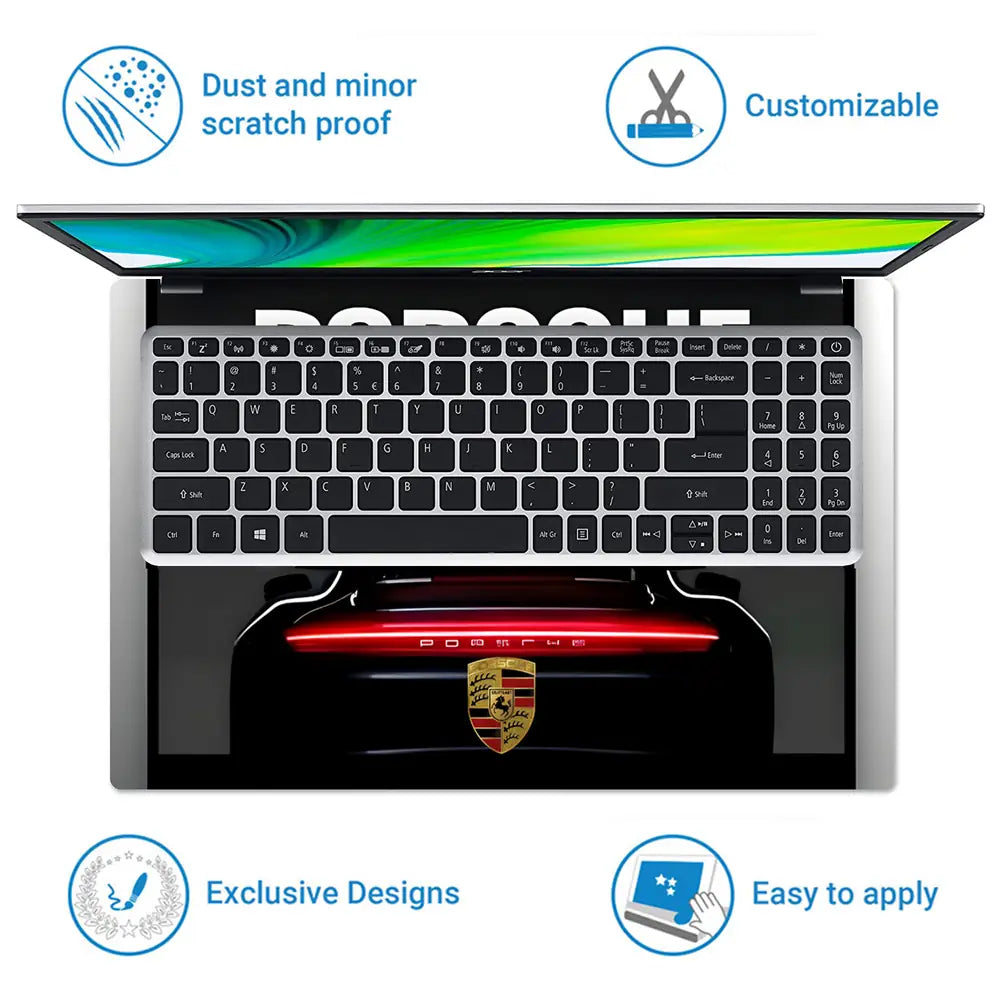 Porsche Logo Back View Laptop Skin - View 5
