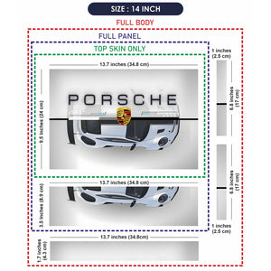 Porsche White Sports Car Grunge Laptop Skin - View 7