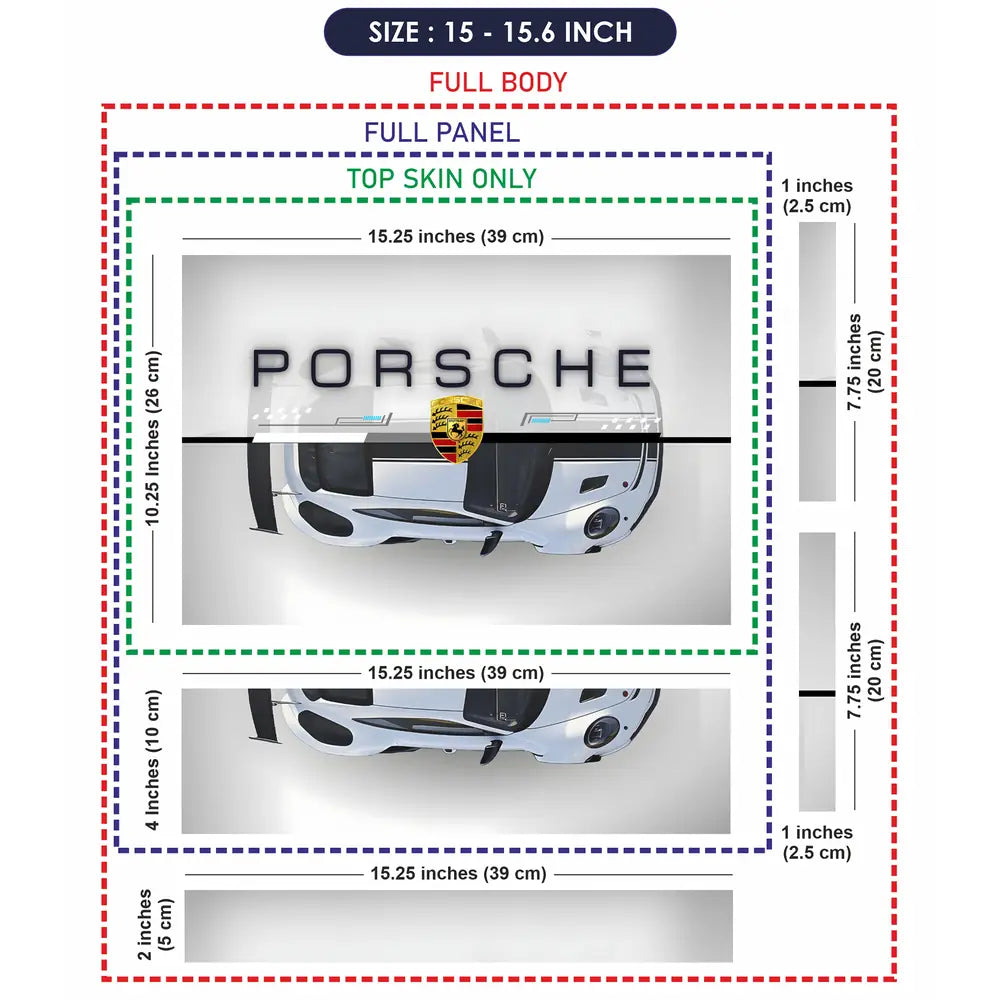 Porsche White Sports Car Grunge Laptop Skin - View 8