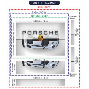 Porsche White Sports Car Grunge Laptop Skin - View 9