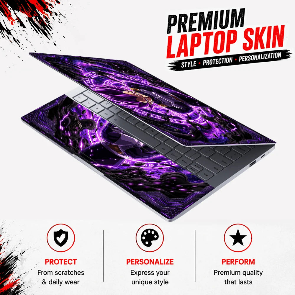 Purple Aura Anime Warrior Laptop Skin - View 3