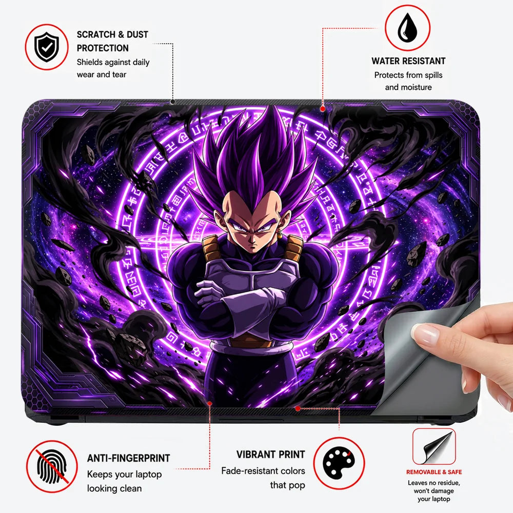 Purple Aura Anime Warrior Laptop Skin - View 4