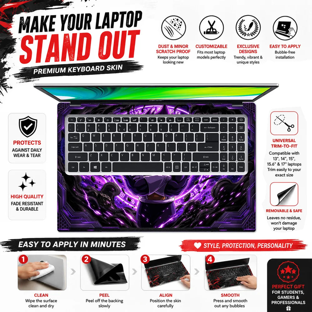Purple Aura Anime Warrior Laptop Skin - View 5