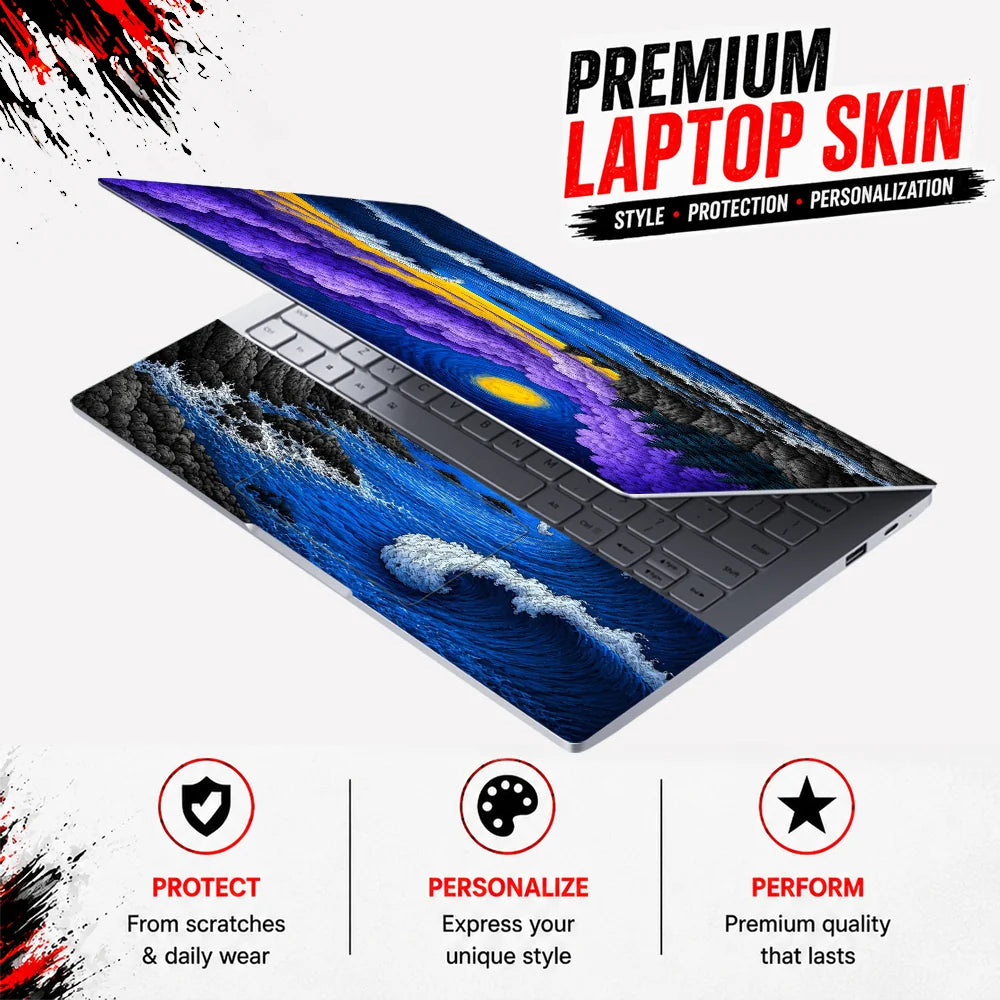 Purple Cloud Coast Sunset Laptop Skin - View 3