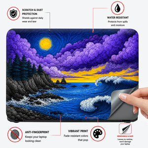 Purple Cloud Coast Sunset Laptop Skin - View 4