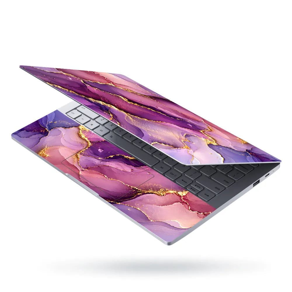 Purple Gold Marble Laptop Skin - View 3