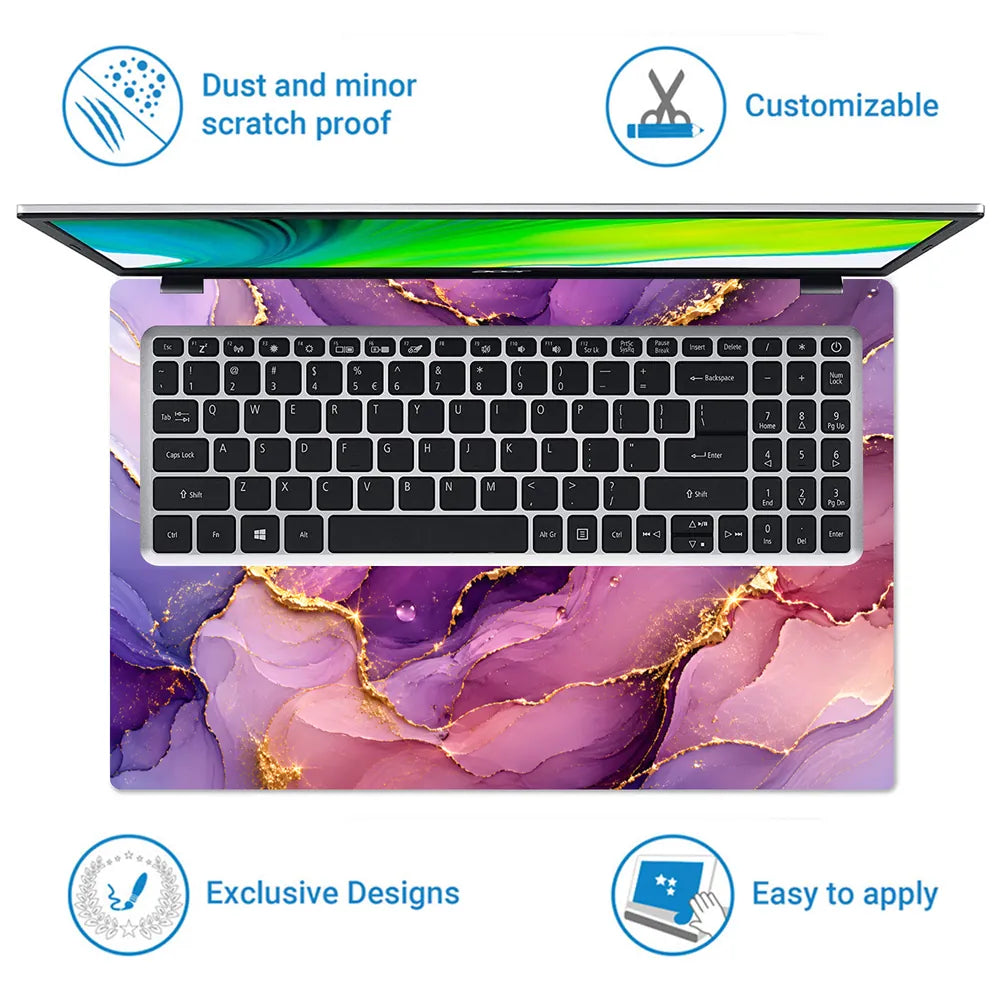 Purple Gold Marble Laptop Skin - View 5