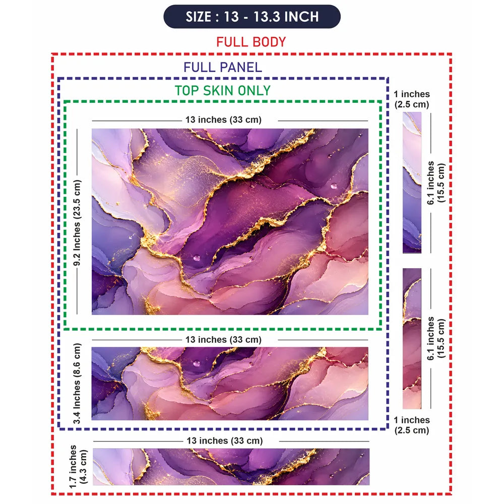 Purple Gold Marble Laptop Skin - View 6