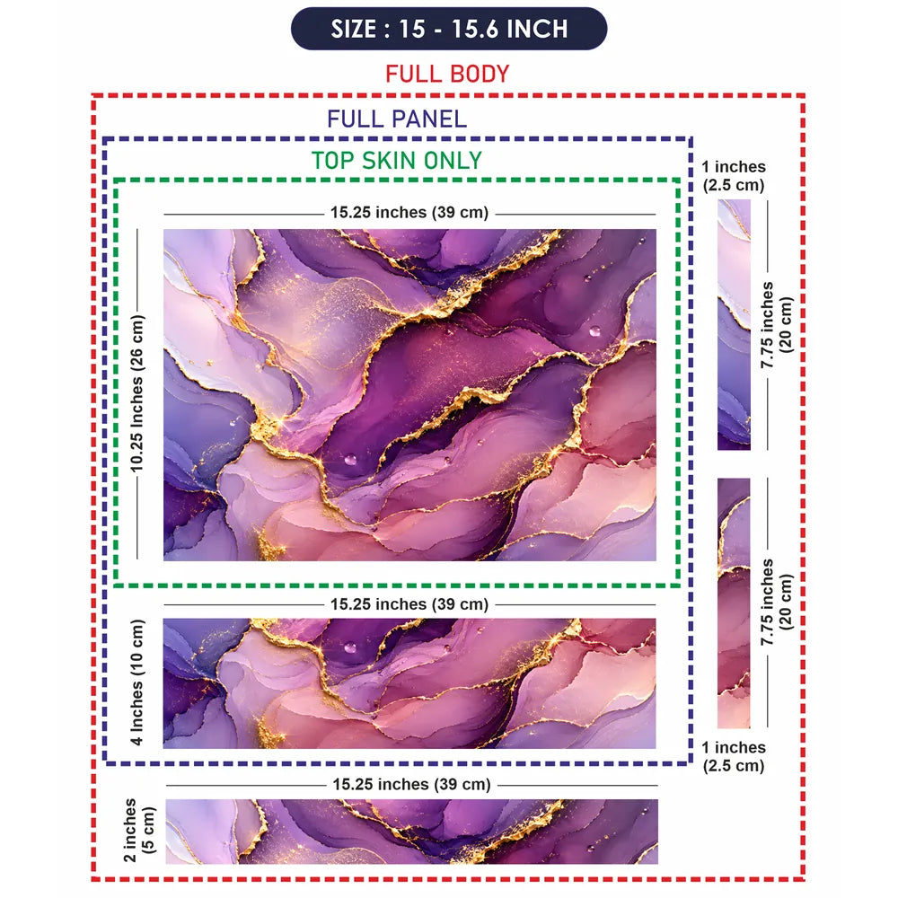 Purple Gold Marble Laptop Skin - View 8
