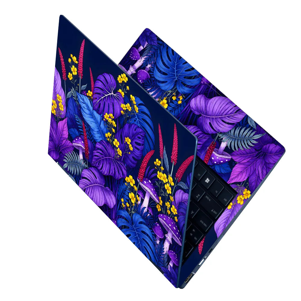 Purple Monstera Mushrooms Laptop Skin - View 2