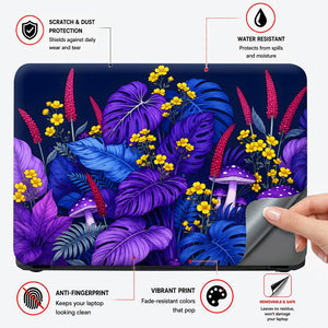 Purple Monstera Mushrooms Laptop Skin - View 4