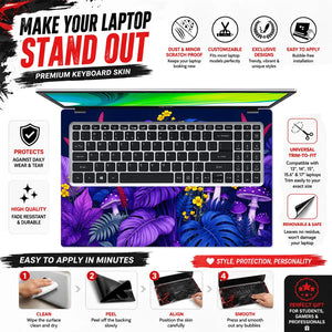 Purple Monstera Mushrooms Laptop Skin - View 5