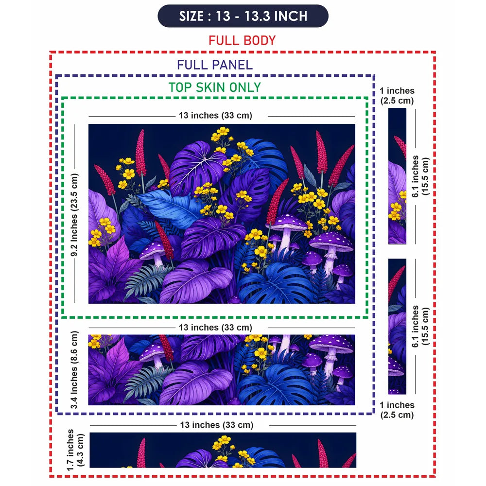 Purple Monstera Mushrooms Laptop Skin - View 6