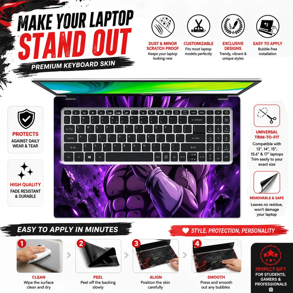 Purple Ultra Instinct Fighter Laptop Skin - View 5