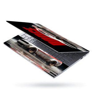 Racing Car In Dynamic Motion Laptop Skin - View 3