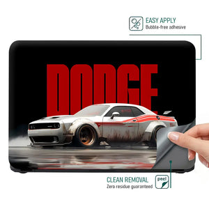 Racing Car In Dynamic Motion Laptop Skin - View 4