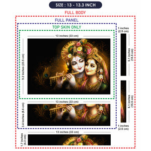 Radha Krishna Floral Crown Flute Embrace Laptop Skin - View 6