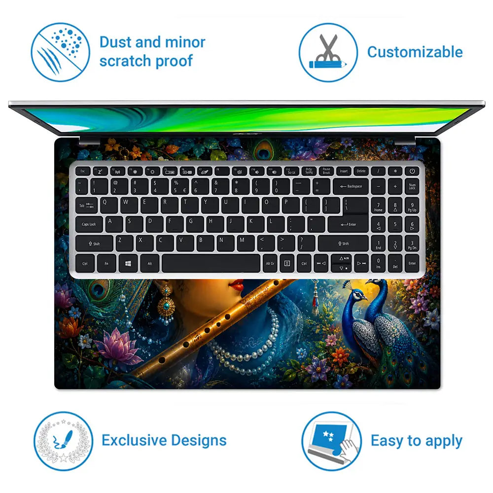 Radha Krishna Flute Laptop Skin - View 5