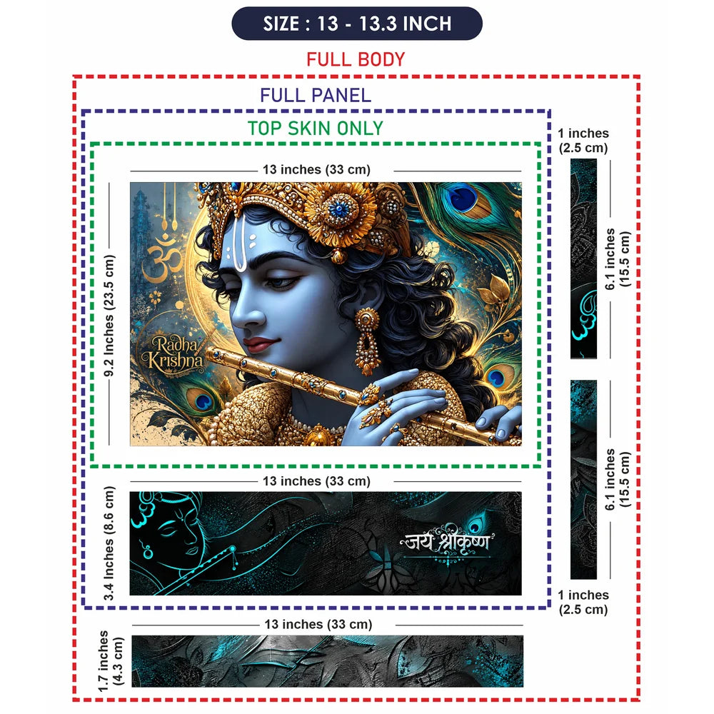 Radha Krishna Gold Flute Laptop Skin - View 6